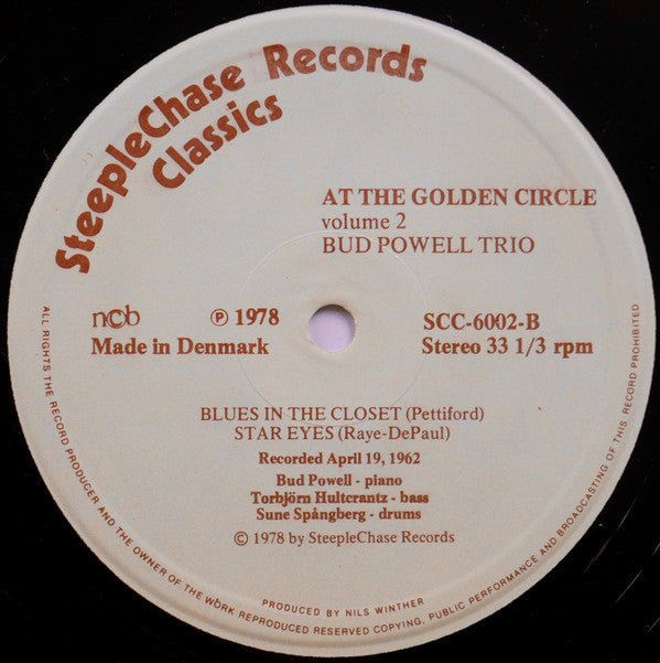 Bud Powell Trio* : At The Golden Circle Volume 2 (LP, Album)