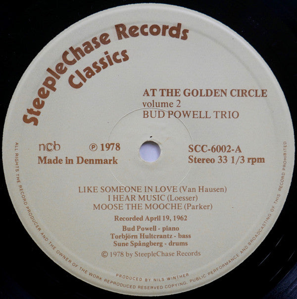 Bud Powell Trio* : At The Golden Circle Volume 2 (LP, Album)