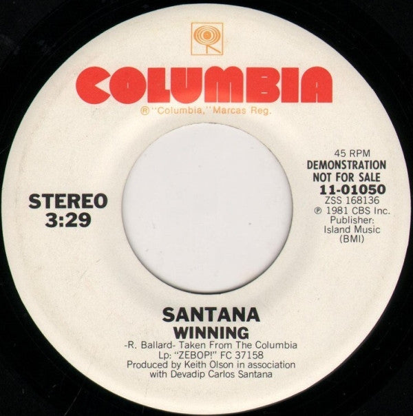 Santana : Winning (7", Single, Promo, San)