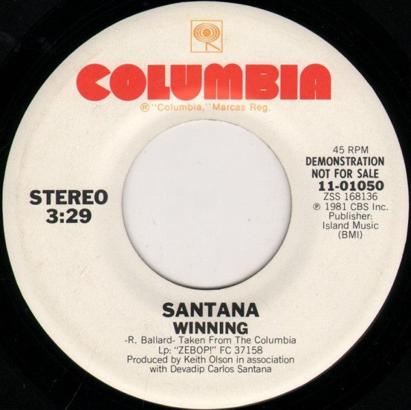 Santana : Winning (7", Single, Promo, San)