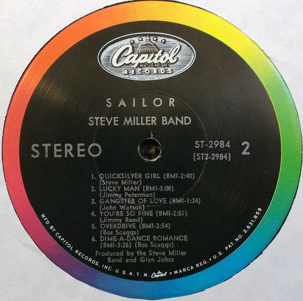 The Steve Miller Band* : Sailor (LP, Album, Scr)