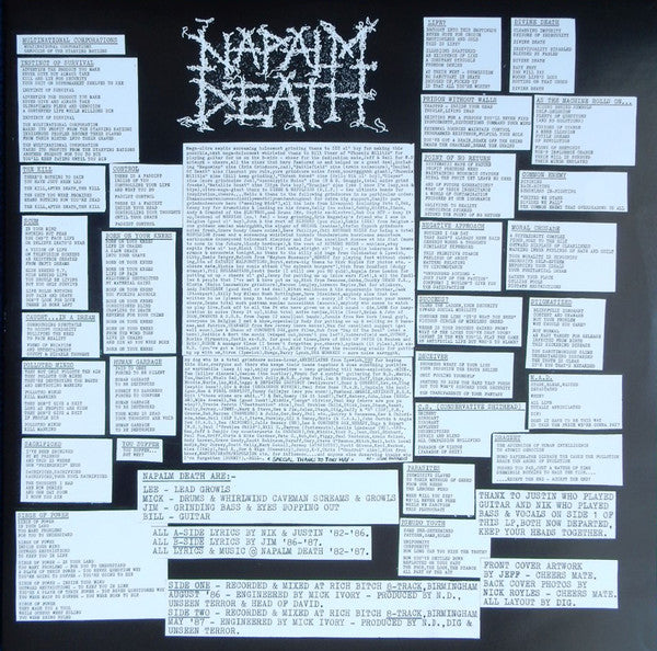 Napalm Death : Scum (LP, Album, RE, RM, RP)
