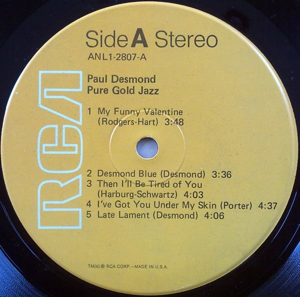 Paul Desmond : Pure Gold Jazz (LP, Album, RE)