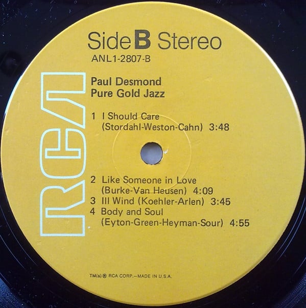 Paul Desmond : Pure Gold Jazz (LP, Album, RE)