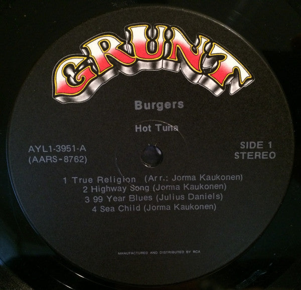 Hot Tuna : Burgers (LP, Album, RE)