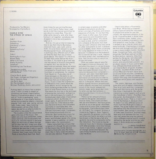 Charlie Byrd : The Stroke Of Genius (LP, Album)