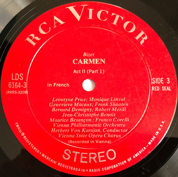 Bizet*, Leontyne Price, Franco Corelli, Robert Merrill, Mirella Freni, Herbert Von Karajan, Vienna Philharmonic*, Vienna State Opera Chorus*, Vienna Boys Choir* : Carmen (3xLP + Box)