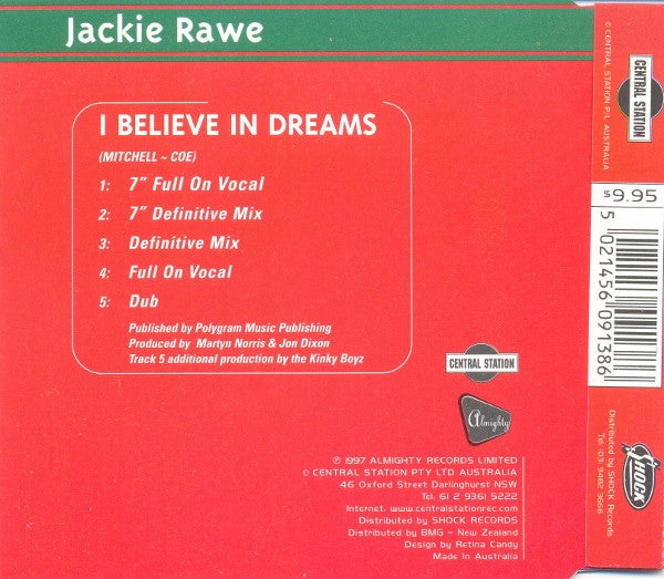 Jackie Rawe : I Believe In Dreams (CD, Single)