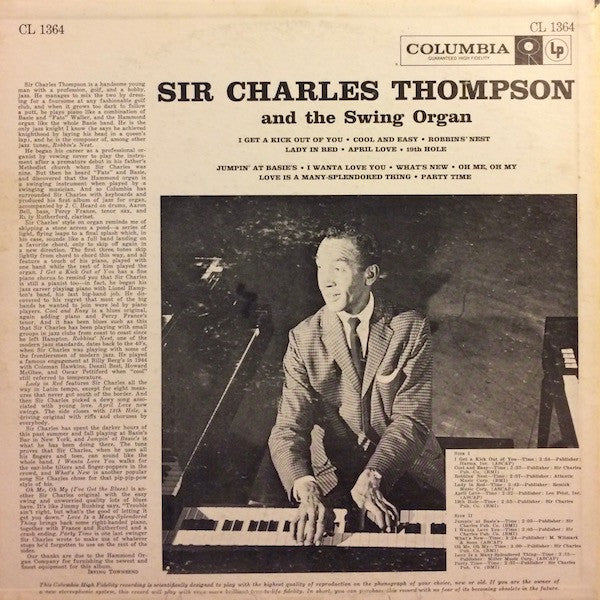 Sir Charles Thompson : Sir Charles Thompson And The Swing Organ (LP, Album, Mono)