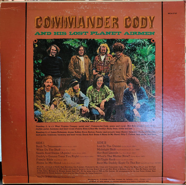Commander Cody And His Lost Planet Airmen : Lost In The Ozone (LP, Album, RE, Pin)