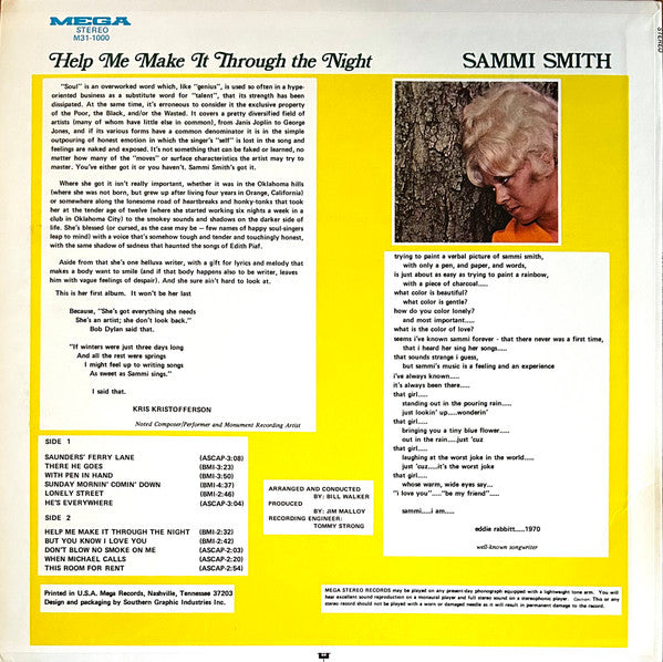 Sammi Smith : Help Me Make It Through The Night (LP, Album)