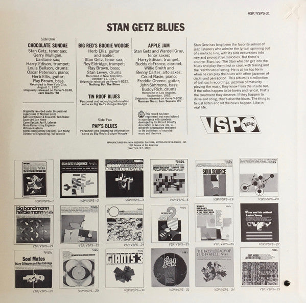 Stan Getz : Stan Getz Blues (LP, Comp)