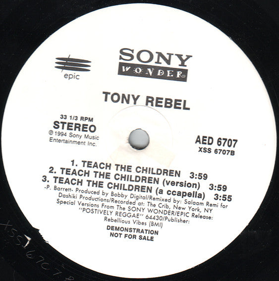 Patra / Tony Rebel : Free Di Youth / Teach The Children (12", Promo)