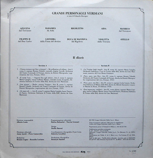 Verdi*, Renata Tebaldi, Maria Caniglia, Leyla Gencer : Leonora (LP, Album, Gat)
