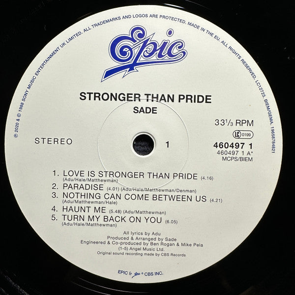 Sade : Stronger Than Pride (LP, Album, RE, RM, Hal)