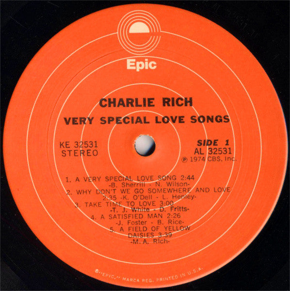 Charlie Rich : Very Special Love Songs (LP, Album, Ter)
