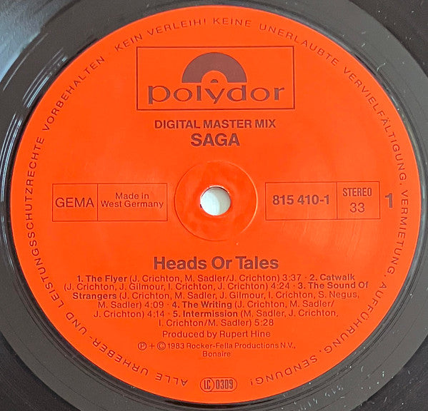 Saga (3) : Heads Or Tales (LP, Album, Red)