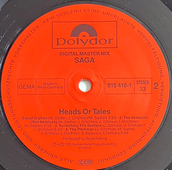 Saga (3) : Heads Or Tales (LP, Album, Red)