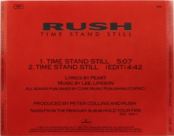 Rush : Time Stand Still (CD, Single, Promo)