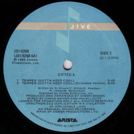 Gifted 4 : Temper (Gotta Keep Cool) (12", Promo)