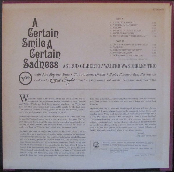 Astrud Gilberto / Walter Wanderley : A Certain Smile A Certain Sadness (LP, Album, Mono)