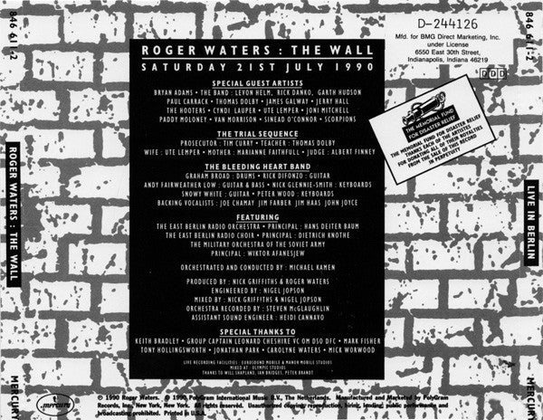 Roger Waters : The Wall - Live In Berlin (2xCD, Album, Club, BMG)