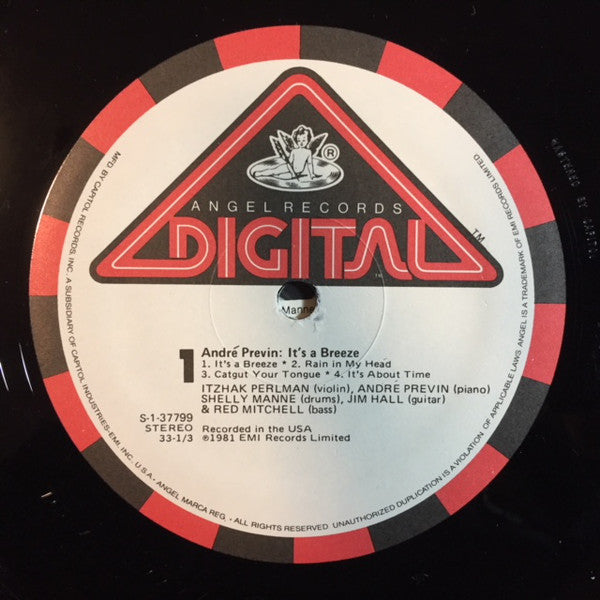 Perlman*, Previn*, Shelly Manne, Jim Hall, Red Mitchell : It's A Breeze (LP, Album)