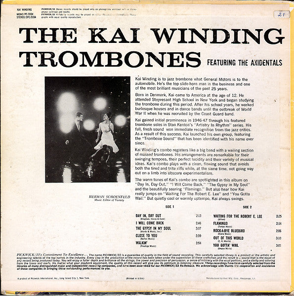 The Kai Winding Trombones Featuring The Axidentals : The Kai Winding Trombones Featuring The Axidentals (LP, Album, RE)