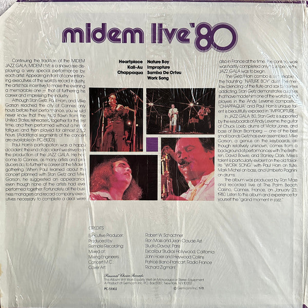 Stan Getz With Paul Horn and Mike Garson : Midem Live '80 (LP)