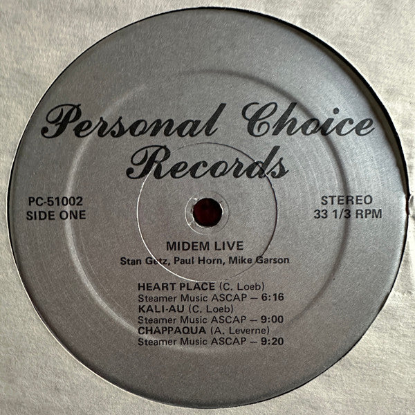 Stan Getz With Paul Horn and Mike Garson : Midem Live '80 (LP)