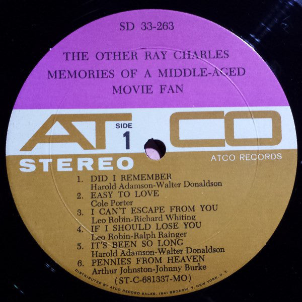 The Other Ray Charles* : Memories Of A Middle-Aged Movie Fan (LP, Album)