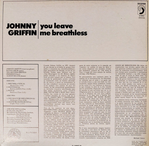 Johnny Griffin : You Leave Me Breathless (LP)