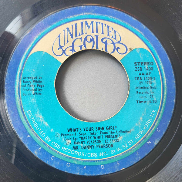Mr. Danny Pearson* : What's Your Sign Girl? (7", Styrene, Ter)