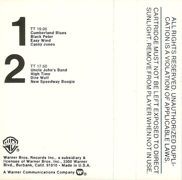 The Grateful Dead : Workingman's Dead (Cass, Album, Club, RE, AR,)