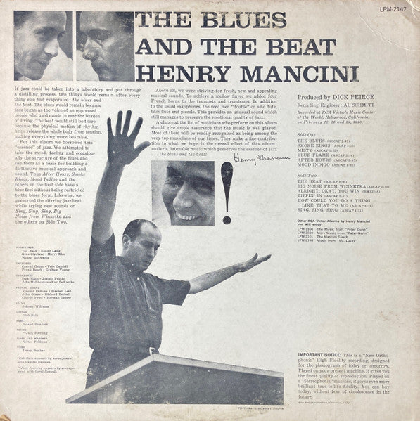 Henry Mancini : The Blues And The Beat (LP, Album, Mono, Ind)