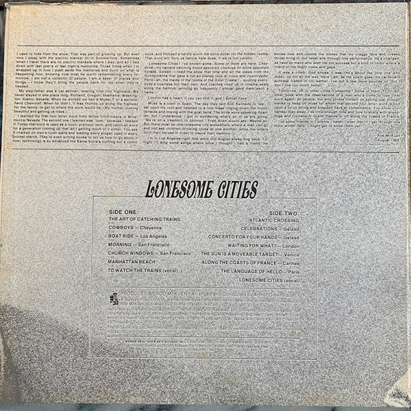 Rod McKuen : Lonesome Cities (LP, Album, San)