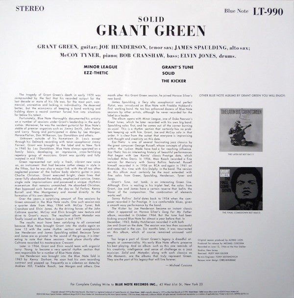 Grant Green : Solid (2x12", Album, Ltd, RE, Gat)