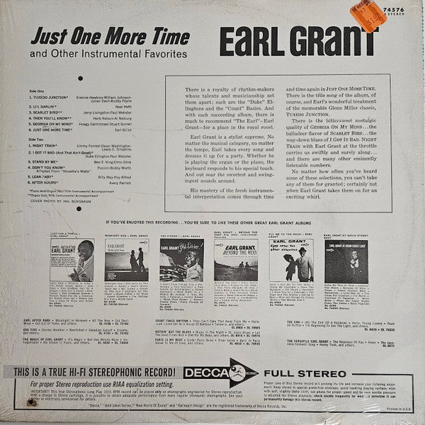 Earl Grant : Just One More Time And Other Instrumental Favorites (LP, Album)