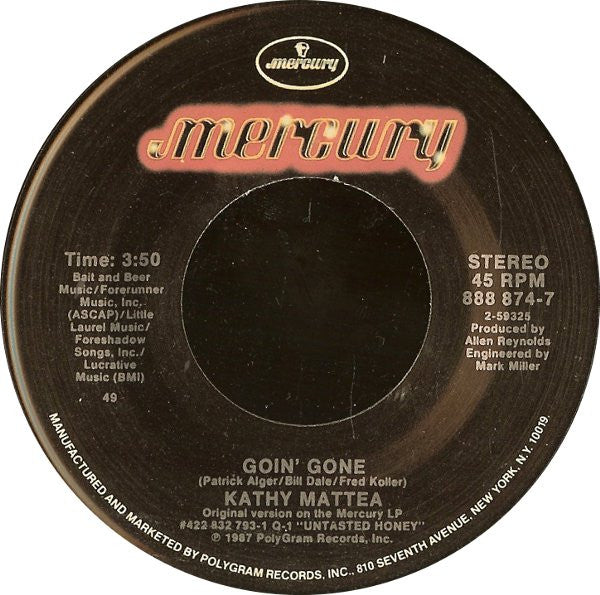 Kathy Mattea : Goin' Gone (7", Spe)