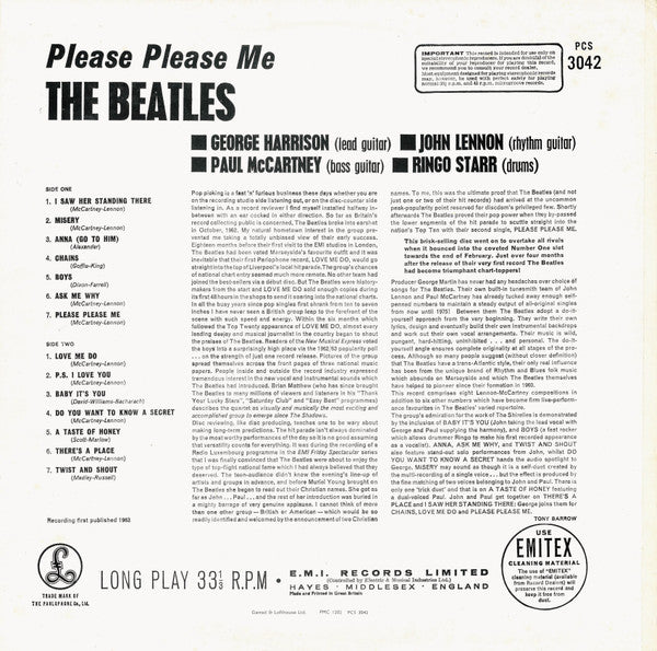 The Beatles : Please Please Me (LP, Album, RE)