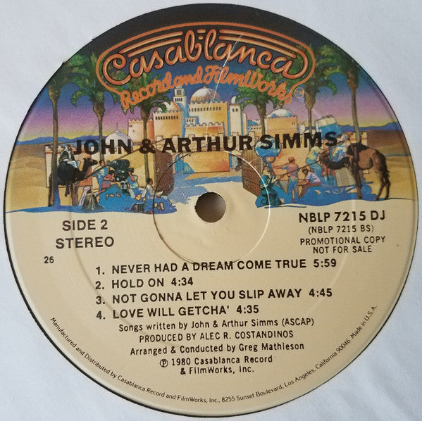 John & Arthur Simms : John & Arthur Simms (LP, Album, Promo)