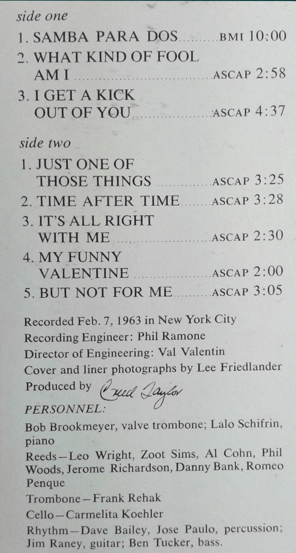 Lalo Schifrin / Bob Brookmeyer : Samba Para Dos (LP, Album, Mono)