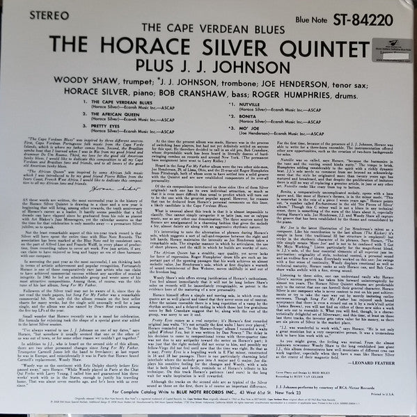 The Horace Silver Quintet Plus J.J. Johnson : The Cape Verdean Blues (2xLP, Album, Ltd, Num, RE, Gat)