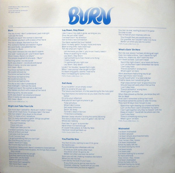Deep Purple : Burn (LP, Album, Ter)