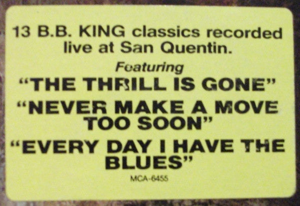 B.B. King : Live At San Quentin (LP, Album, Glo)