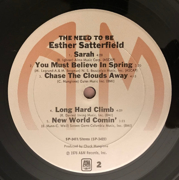 Esther Satterfield : The Need To Be (LP, Album, Ter)