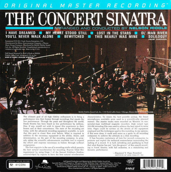 Frank Sinatra : The Concert Sinatra (LP, Album, Ltd, Num, RE, RM, S/Edition, Gat)