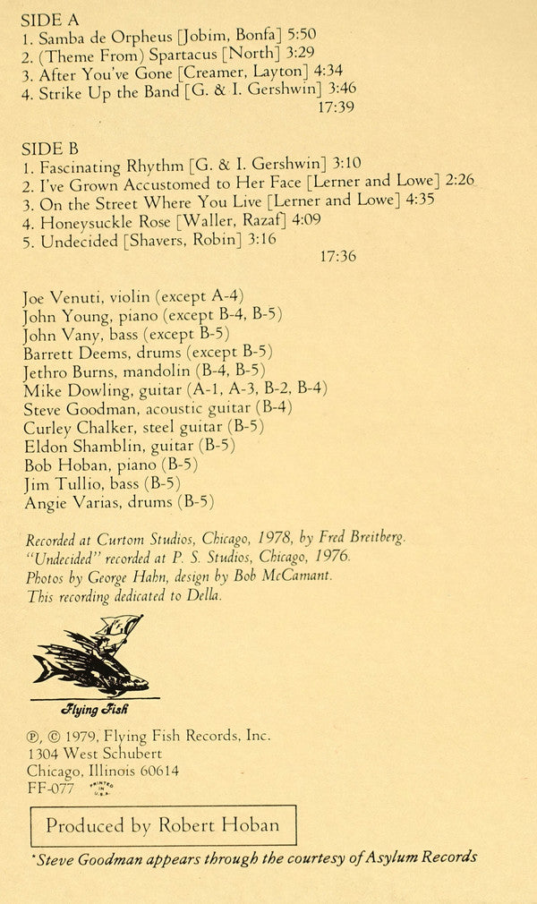 Joe Venuti : Joe In Chicago, 1978 (LP, Album)