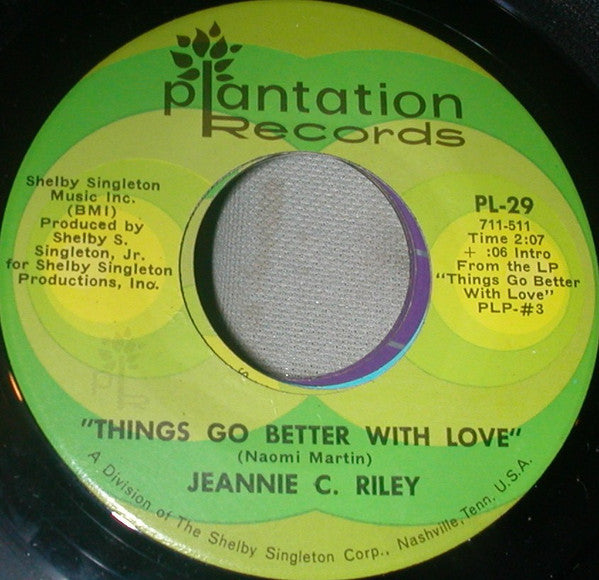 Jeannie C. Riley : The Back Side Of Dallas / Things Go Better With Love (7")