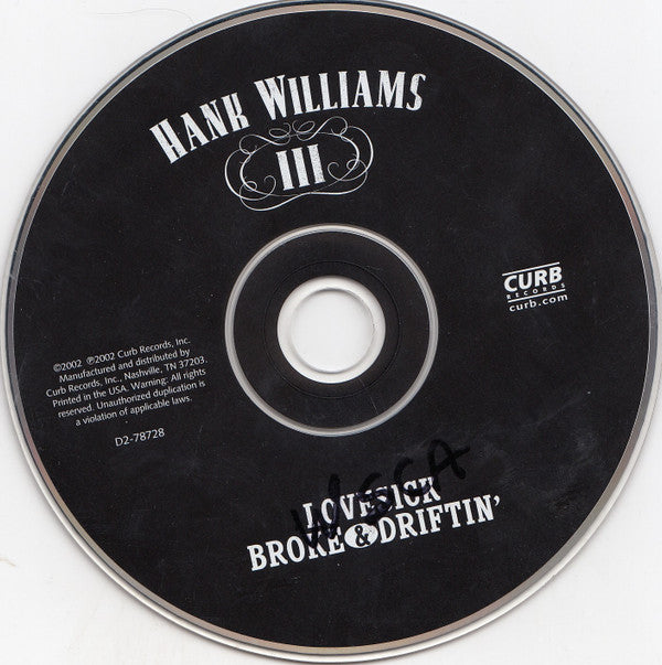 Hank Williams III : Lovesick, Broke & Driftin' (CD, Album)